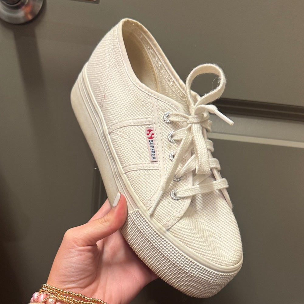 Superga Women's Off-White Platform Sneakers